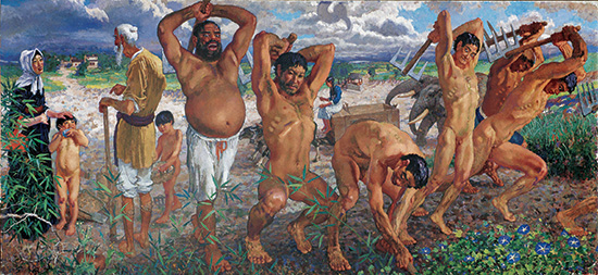 <????(愚公移山)> 1940?  231x462cm  ???? ??  ???????(徐悲鴻紀(jì)念館) ??